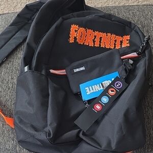 ​NWT Fortnite Flaming Logo Backpack - Black & Orange Gaming Bag